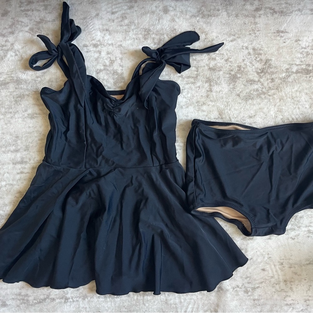 By Jessica Rey | Girls Black Swimsuit Dress with Bottoms | Size 8